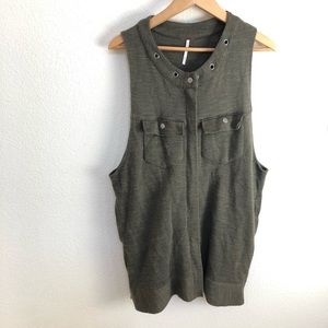 FREE PEOPLE Women's Olive Green Highway Slub Knit Sweater Vest- Size S/P